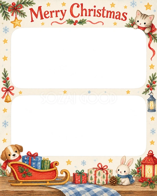 赤いそりのクリスマスイラスト