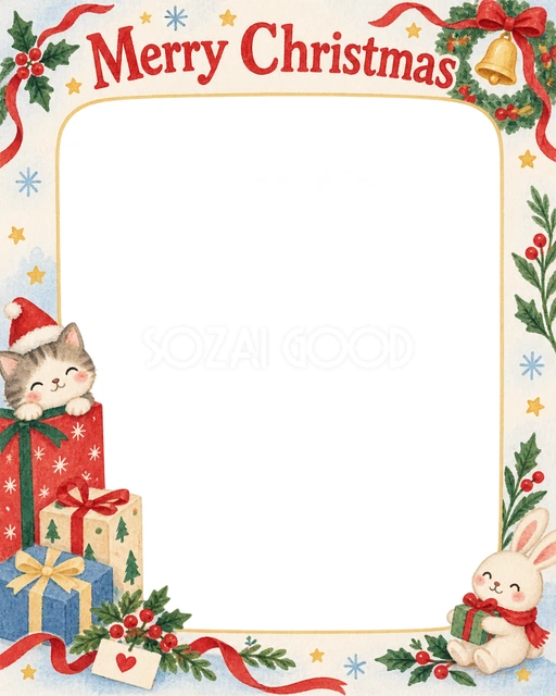 リースとベルのクリスマスイラスト