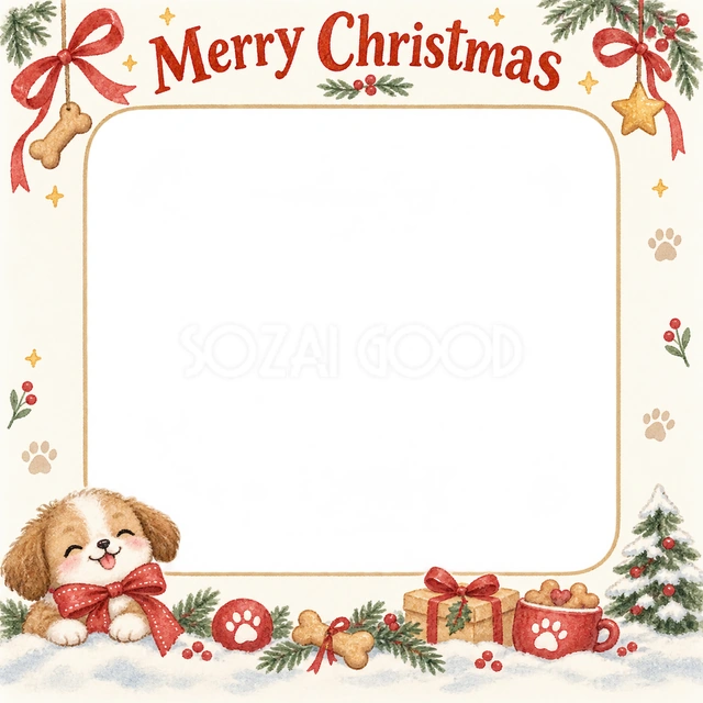肉球とリボンのクリスマスイラスト
