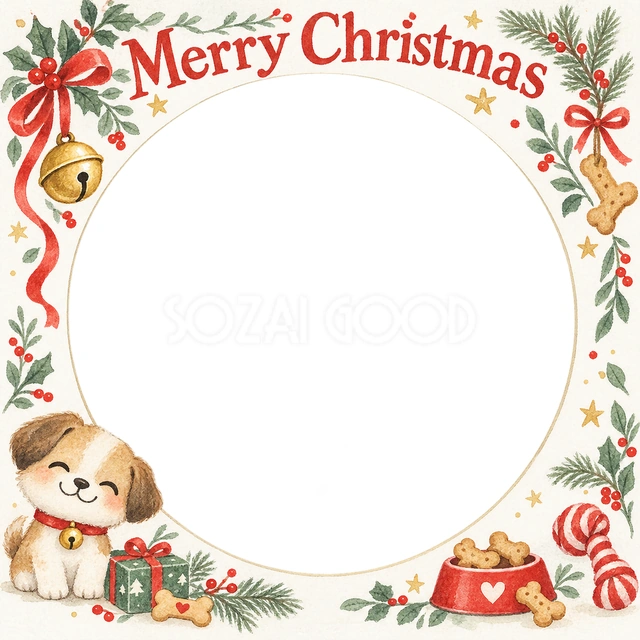鈴と首輪のクリスマスイラスト