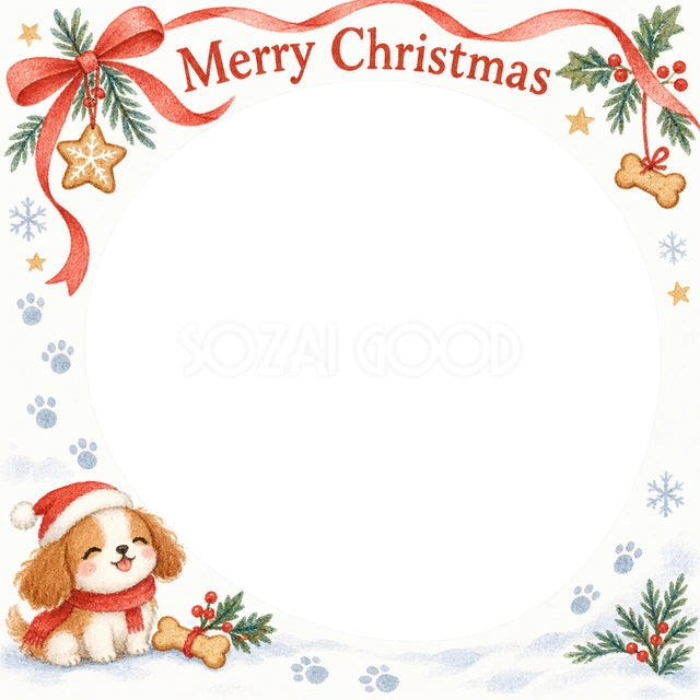 雪の足あとのクリスマスイラスト