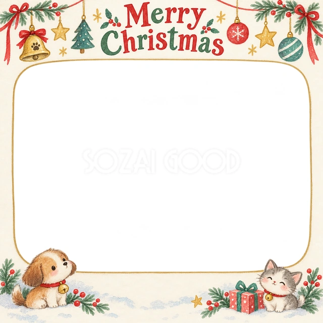 鈴と首輪のクリスマスイラスト