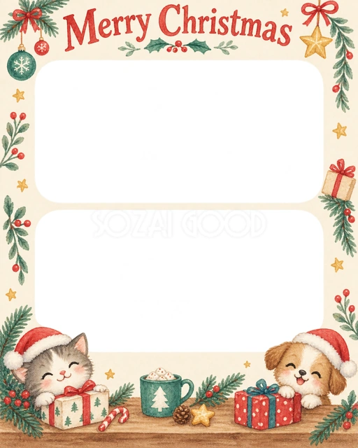 お揃いの帽子のクリスマスイラスト