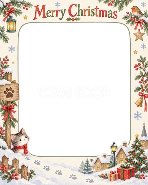 雪の足あとのクリスマスイラスト