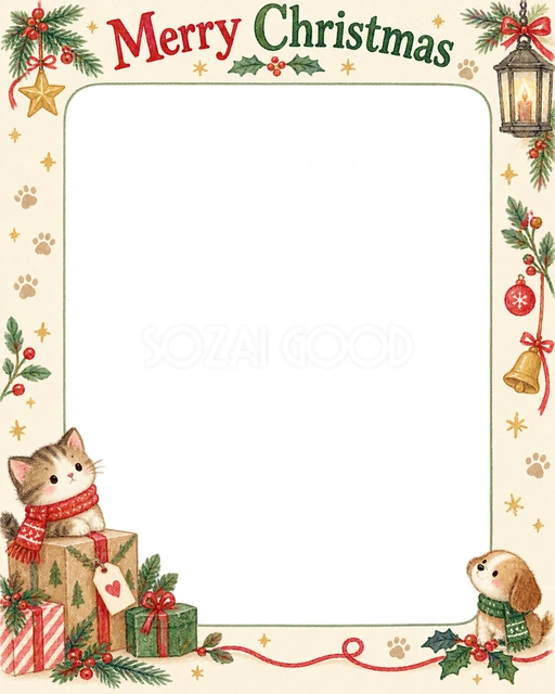 お散歩のマフラーのクリスマスイラスト