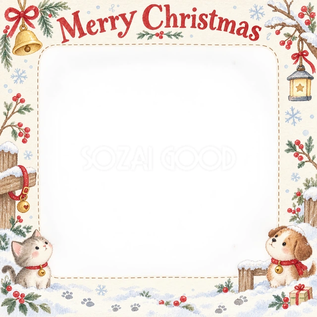 鈴と首輪のクリスマスイラスト
