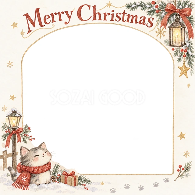 お散歩のマフラーのクリスマスイラスト