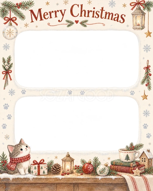 雪の足あとのクリスマスイラスト