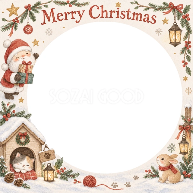 小さなペットハウスのクリスマスイラスト