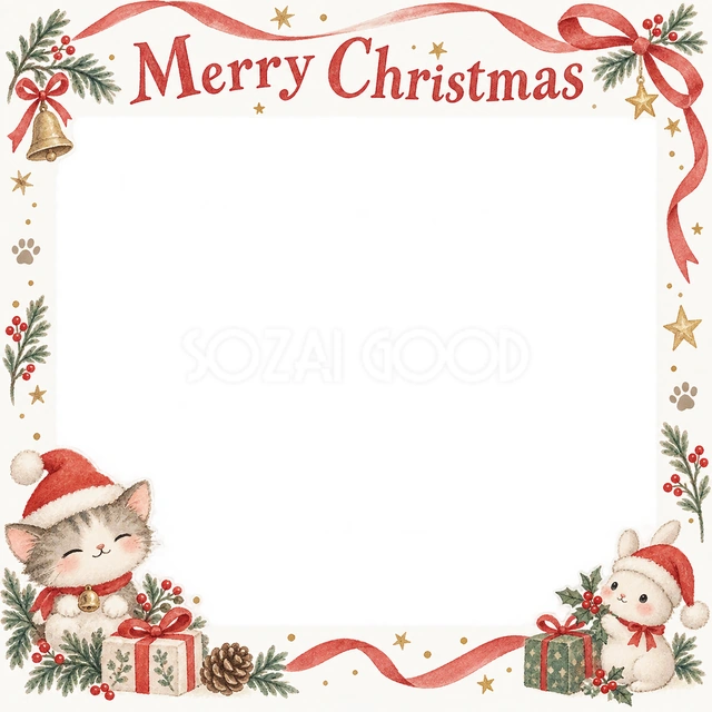お揃いの帽子のクリスマスイラスト