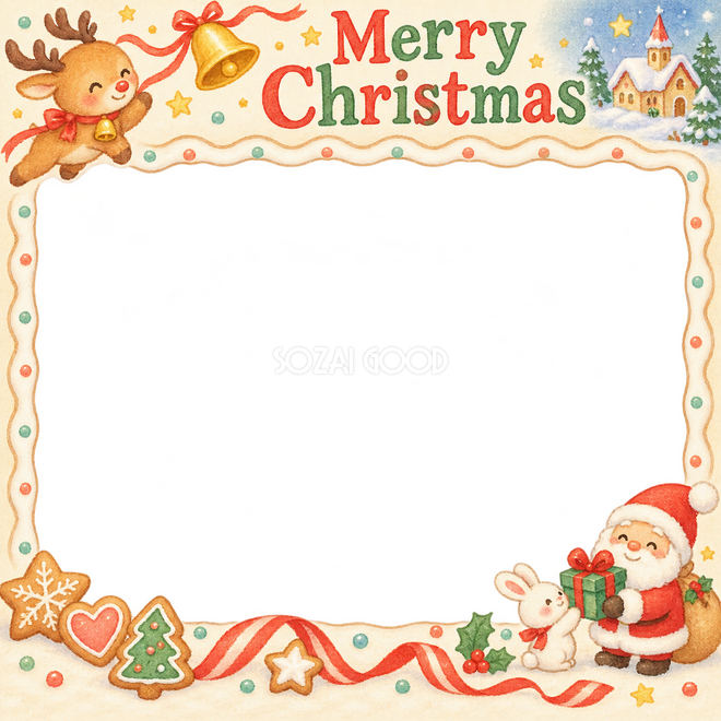 トナカイとベルのクリスマス枠 トナカイとベルのクリスマス枠