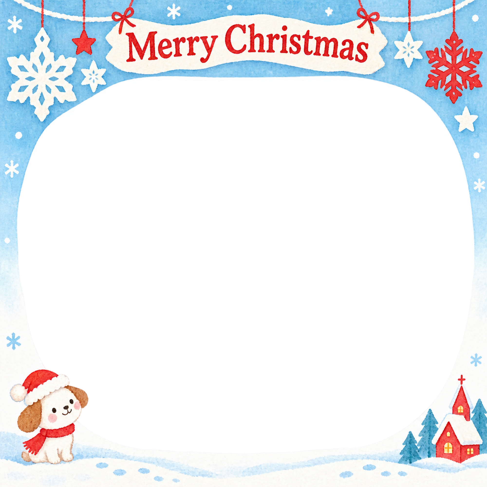 紙の雪結晶の保育園・幼稚園のクリスマス会写真フレーム｜切り絵の冬のお祝い・無料イラスト 100060に写真・文字を入れる