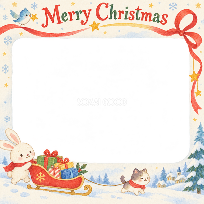 プレゼントのそりのクリスマス枠