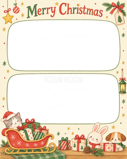 プレゼントのそりのクリスマス枠