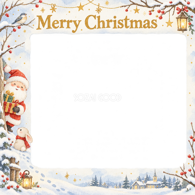 冬の枝のクリスマス枠