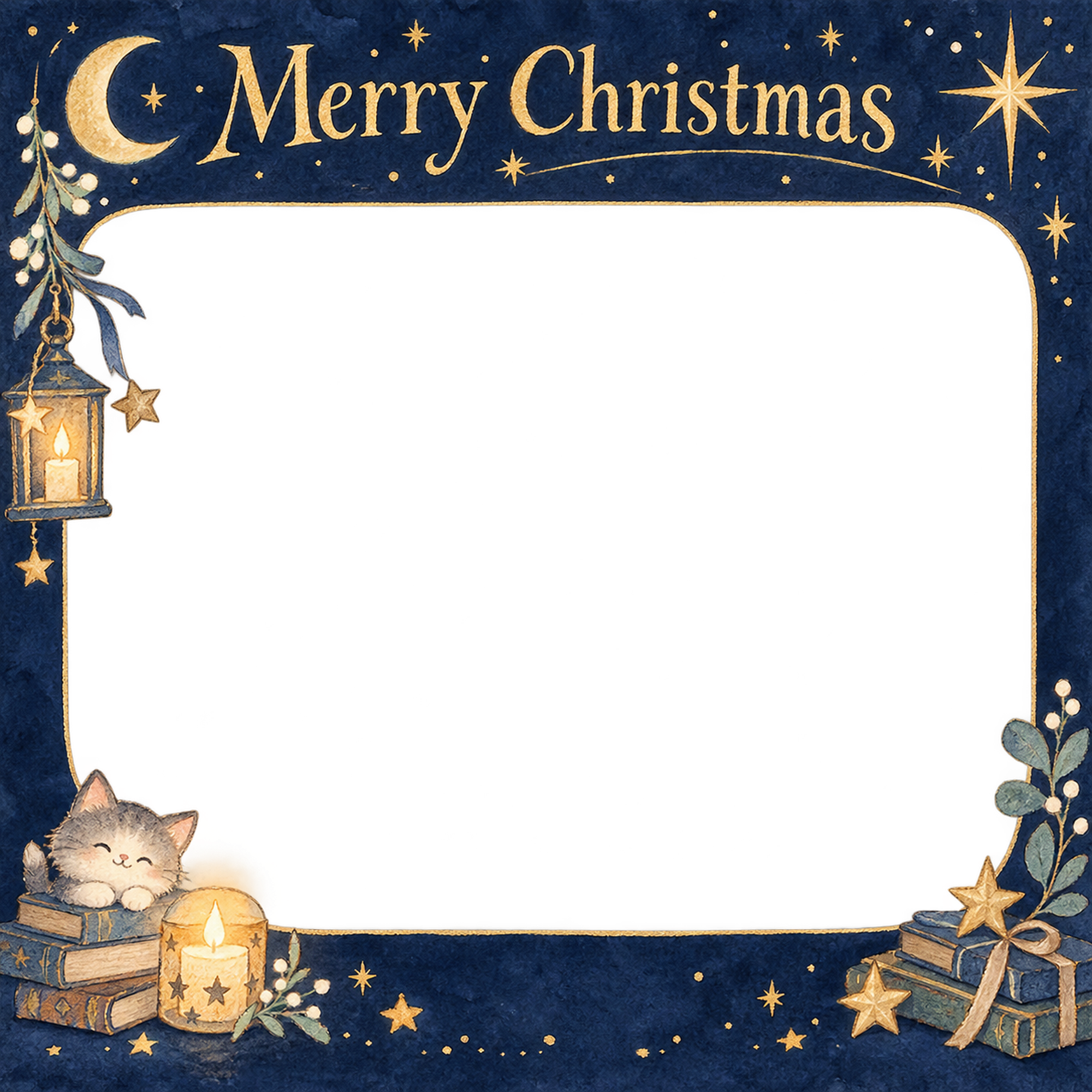 キャンドルの光の大人・友達のクリスマス写真フレーム｜夜空と星の物語・無料イラスト 100106に写真・文字を入れる