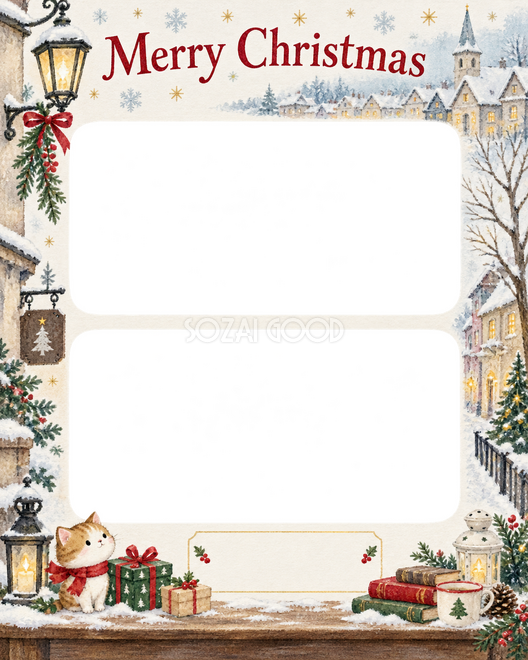 雪の街並みのクリスマス枠 雪の街並みのクリスマス枠