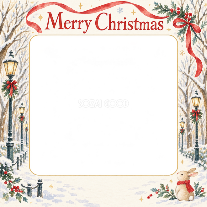 冬の並木のクリスマス枠 冬の並木のクリスマス枠