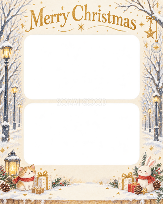 冬の並木のクリスマス枠 冬の並木のクリスマス枠