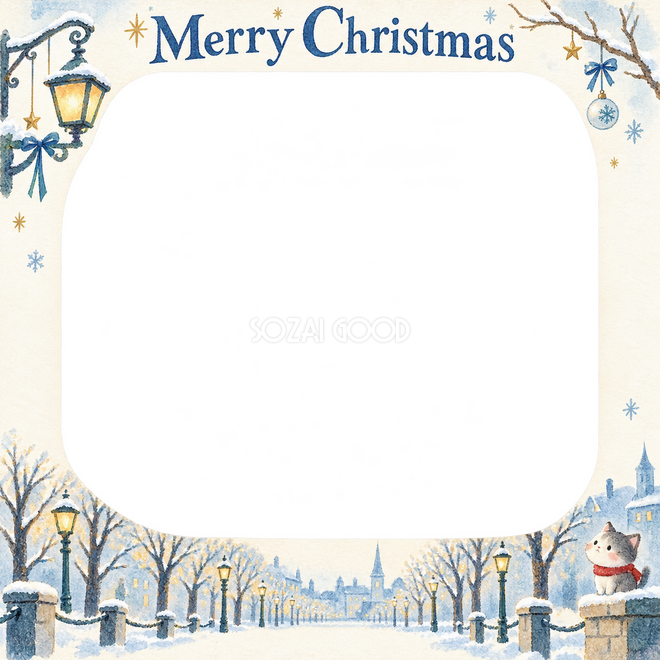 冬の並木のクリスマス枠 冬の並木のクリスマス枠