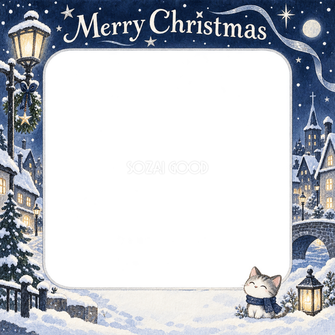 雪の街並みのクリスマス枠