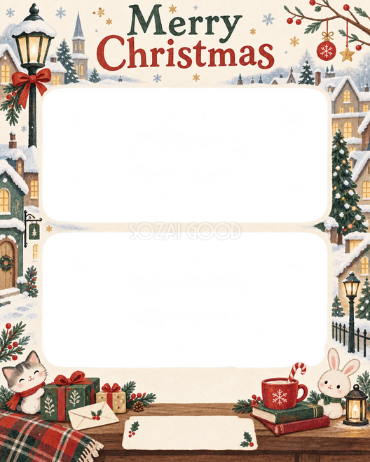 雪の街並みのクリスマス枠