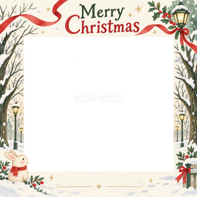 冬の並木のクリスマス枠