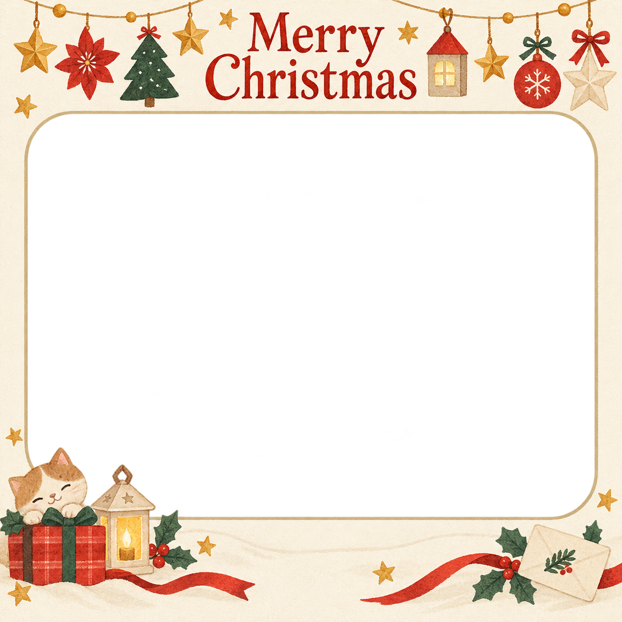 あたたかな灯りの会社・社員のクリスマス写真フレーム｜紙細工の贈り物・無料イラスト 100229に写真・文字を入れる