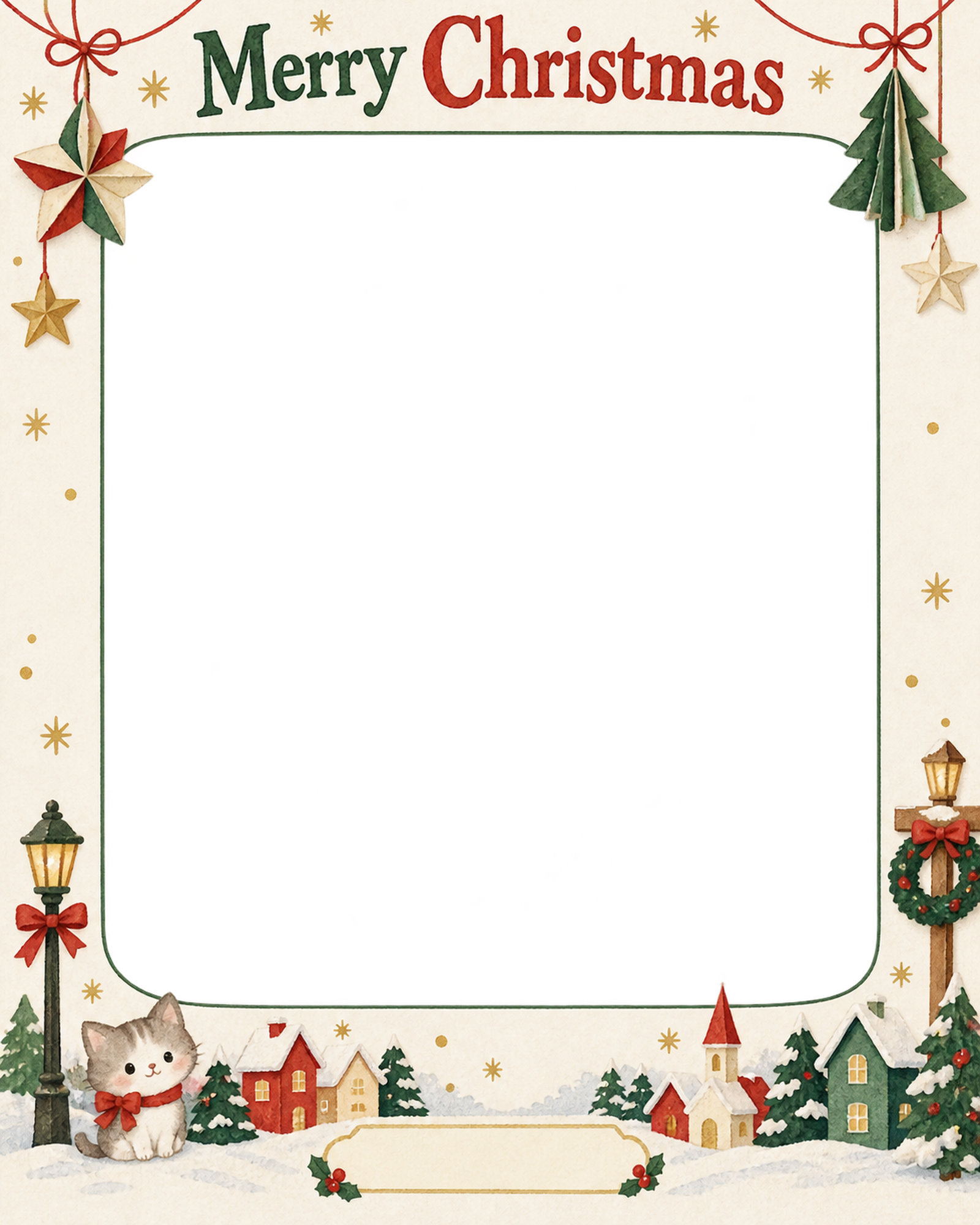 紙のオーナメントの会社・社員のクリスマス写真フレーム｜紙細工の贈り物・無料イラスト 100230に写真・文字を入れる