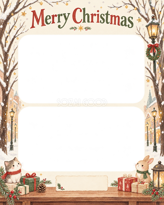 冬の並木のクリスマス枠