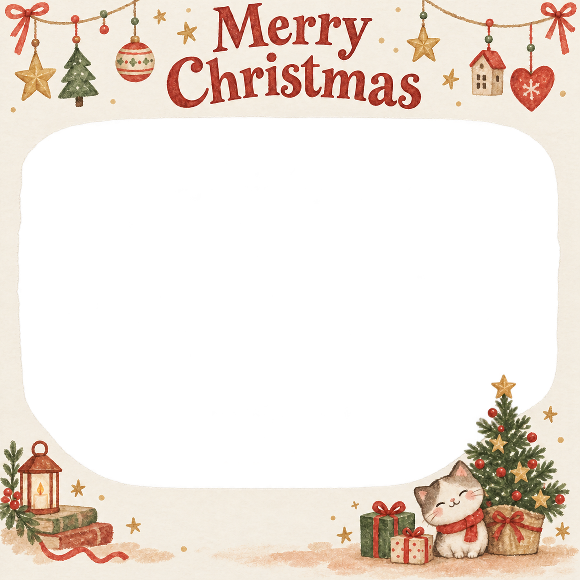 小さなツリーの会社・社員のクリスマス写真フレーム｜明るい年末のご挨拶・無料イラスト 100242に写真・文字を入れる