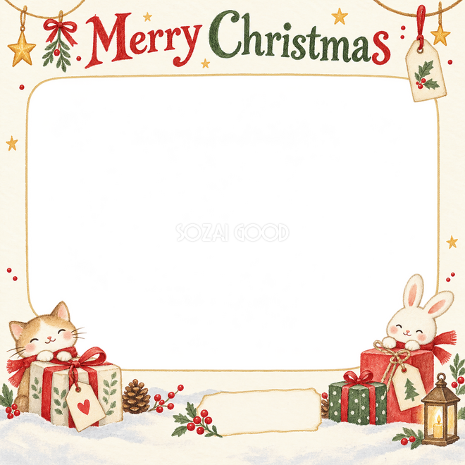 贈り物とタグのクリスマス枠 贈り物とタグのクリスマス枠