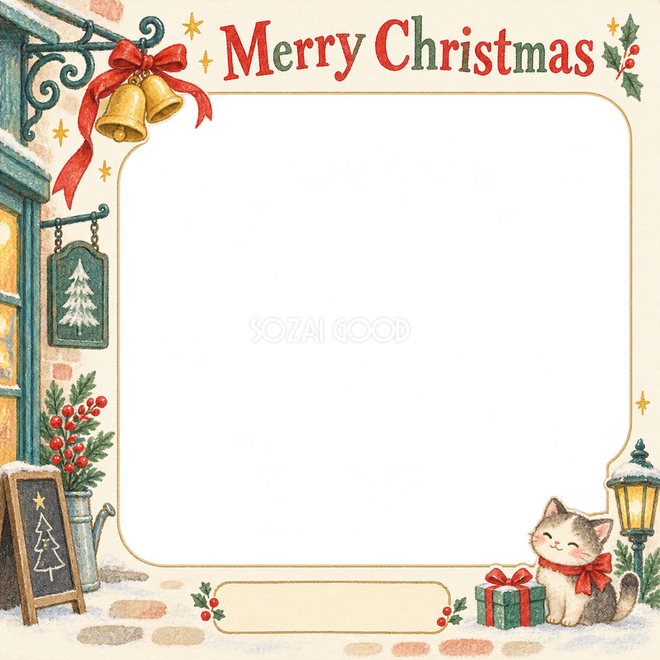 リボンとベルのクリスマス枠 リボンとベルのクリスマス枠