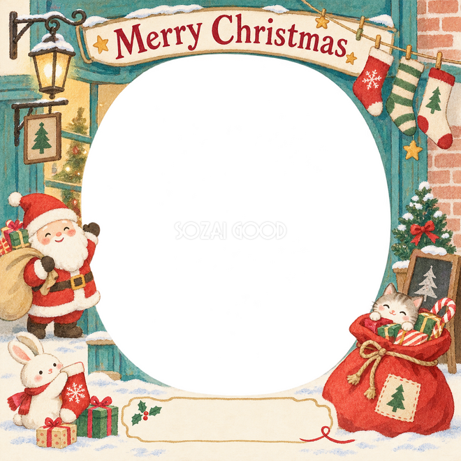 くつしたと袋のクリスマス枠 くつしたと袋のクリスマス枠