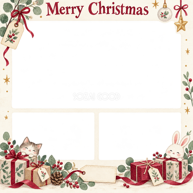 贈り物とタグのクリスマス枠