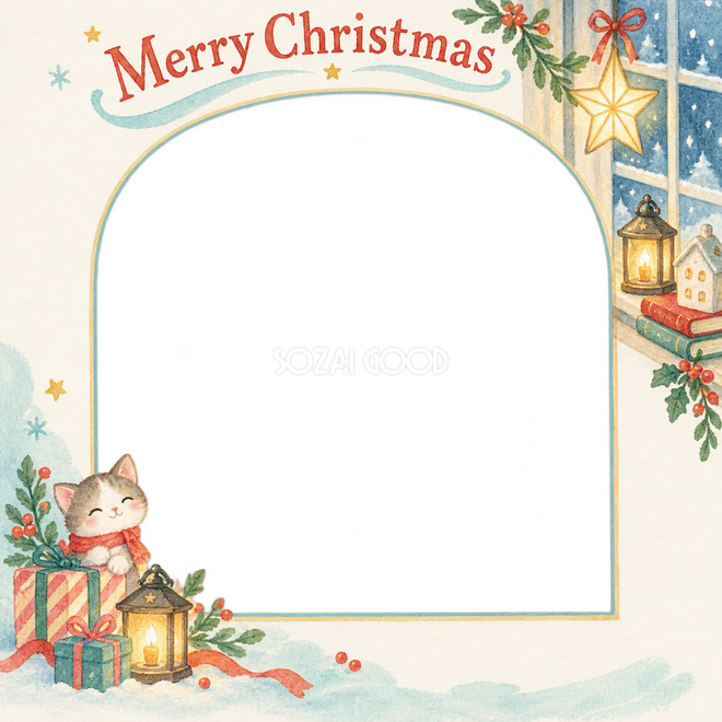 窓辺の灯りのクリスマス枠