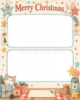 手作りの星のお店・スタッフのクリスマス写真フレーム｜明るい紙細工・無料イラスト 100315