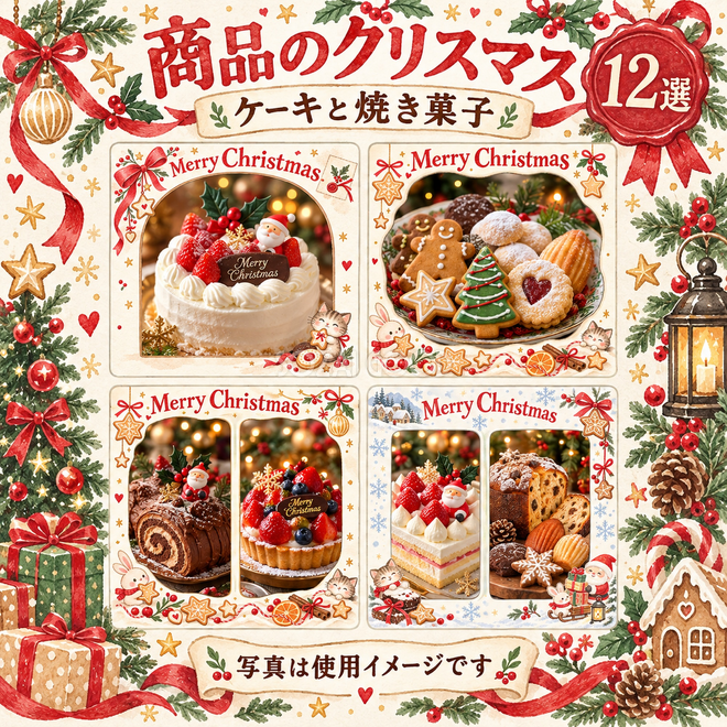 ケーキと焼き菓子のクリスマス写真フレーム12選 ケーキと焼き菓子のクリスマス写真フレーム12選