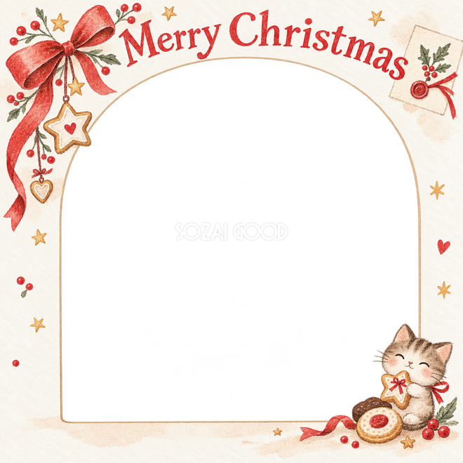 小さな赤いリボンのクリスマス枠 小さな赤いリボンのクリスマス枠