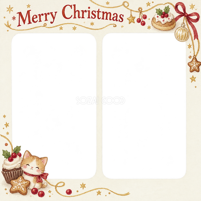 細い金の飾りのクリスマス枠 細い金の飾りのクリスマス枠