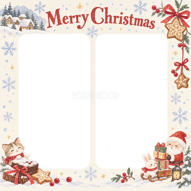 淡い雪の結晶のクリスマス枠 淡い雪の結晶のクリスマス枠