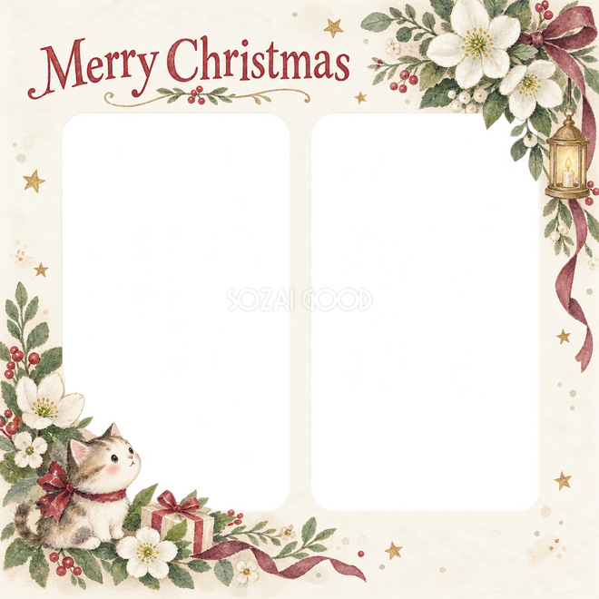 白い花のクリスマス枠 白い花のクリスマス枠