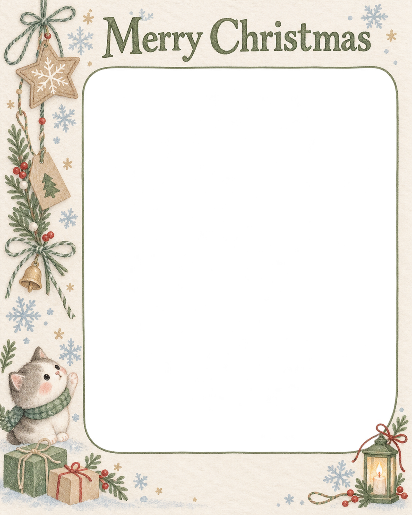 淡い雪の結晶の商品・作品を飾るクリスマス写真フレーム｜雑貨と手作りの贈り物・無料イラスト 100350に写真・文字を入れる