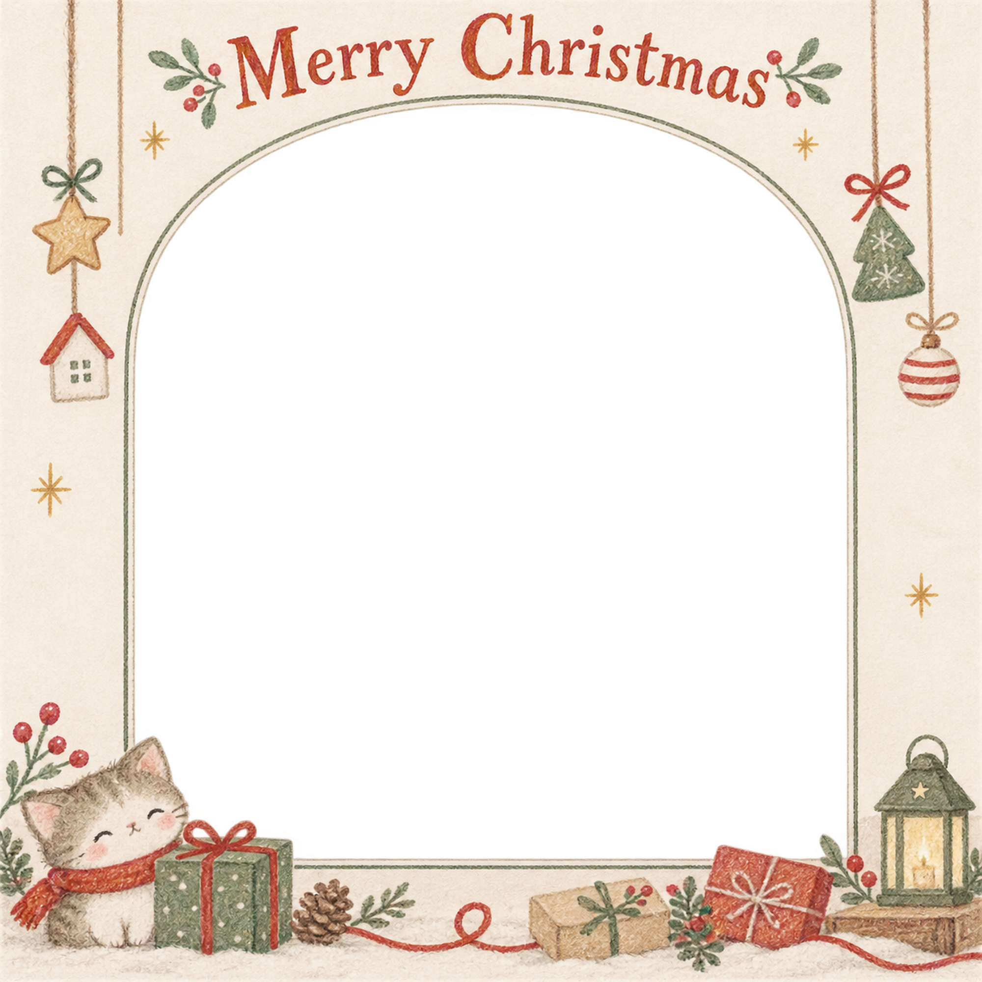 小さな贈り物の商品・作品を飾るクリスマス写真フレーム｜雑貨と手作りの贈り物・無料イラスト 100351に写真・文字を入れる