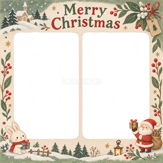 冬の葉と実のクリスマス枠 冬の葉と実のクリスマス枠