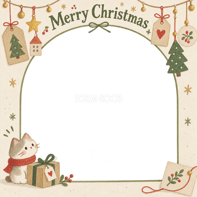 紙のタグのクリスマス枠
