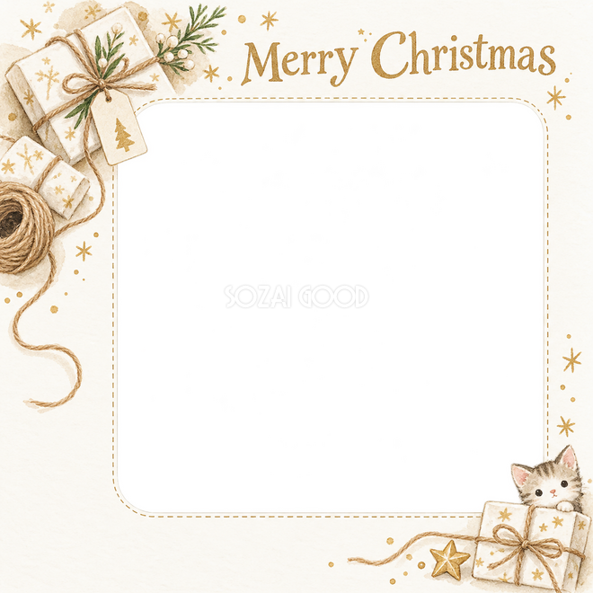 麻ひもと包み紙のクリスマス枠