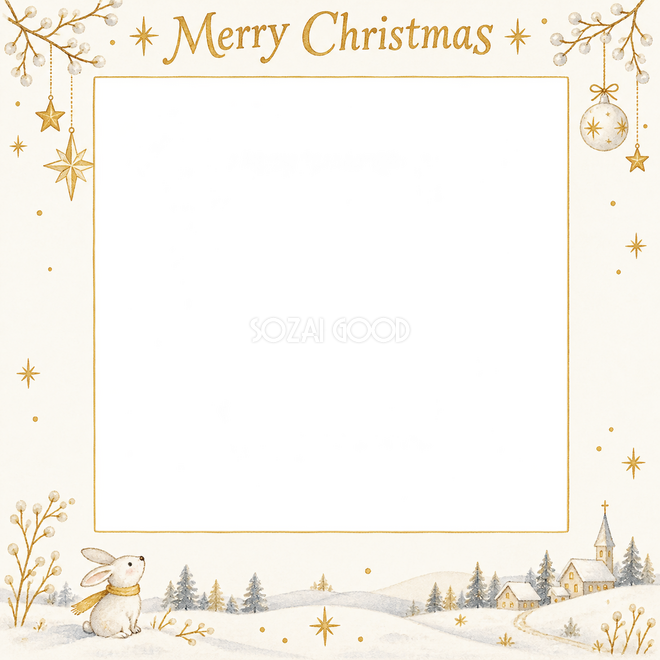冬の枝と星のクリスマス枠