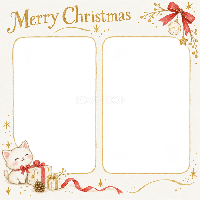 小さな赤いリボンのクリスマス枠