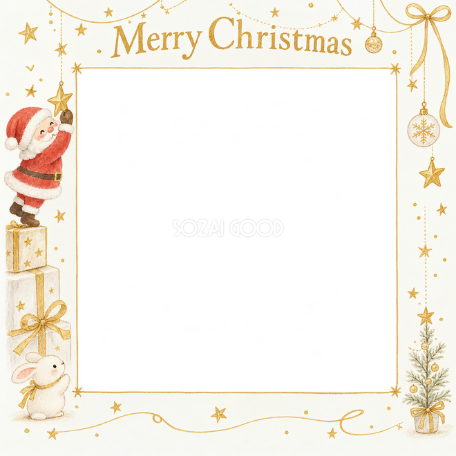 細い金の飾りのクリスマス枠